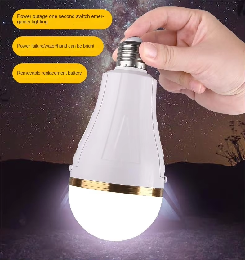 E27 charging emerg bulb portable led lamp 30W usb type c rechargeable light bulb with removable battery li-ion