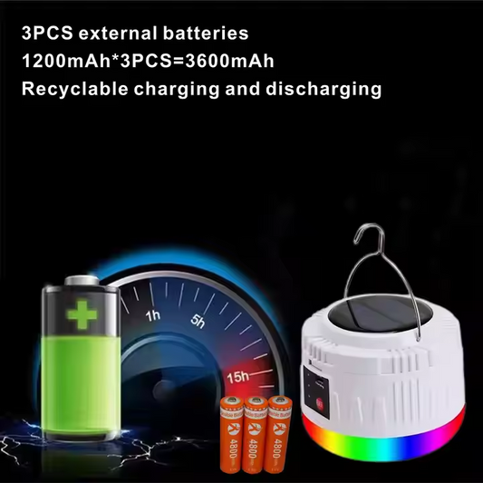 Solar powered bluetooth RGB Emergency Camping Lighting USB rechargeable emergency waterproof camping light